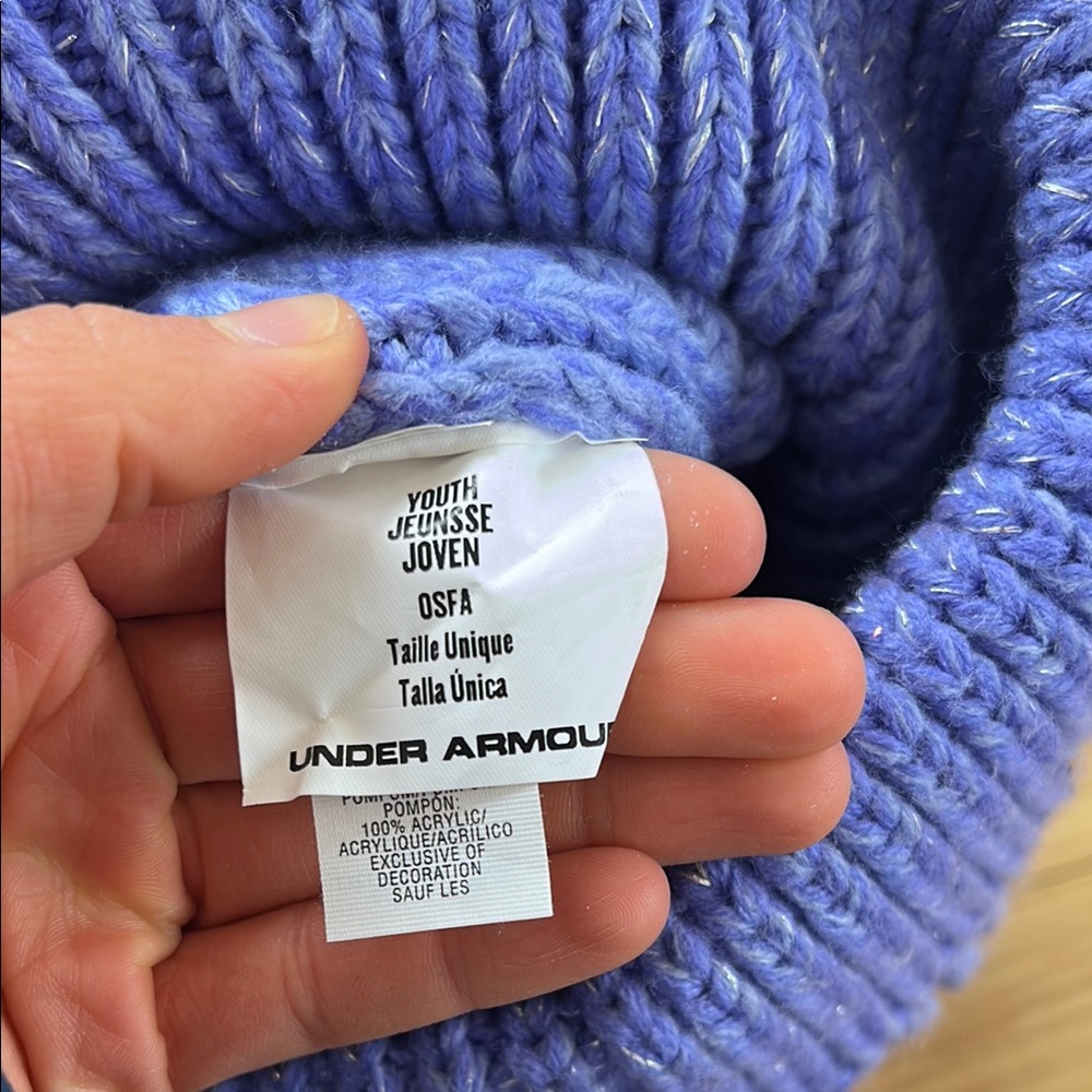 Under Armour Blue Knit Pom-Pom Beanie - Picture 5 of 5